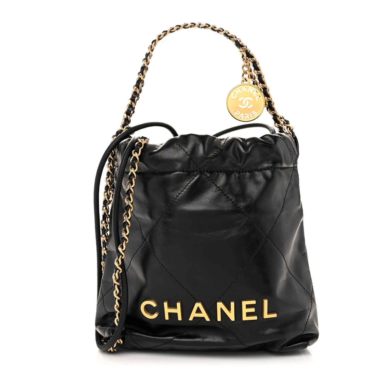 Chanel Shiny Calfskin Quilted Mini Chanel 22 Black 1 of 10