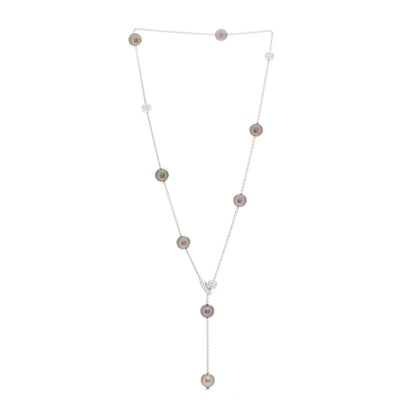 Mikimoto 18K White Gold Diamond Black South Sea Pearl Pearls In Motion Necklace 2 of 5