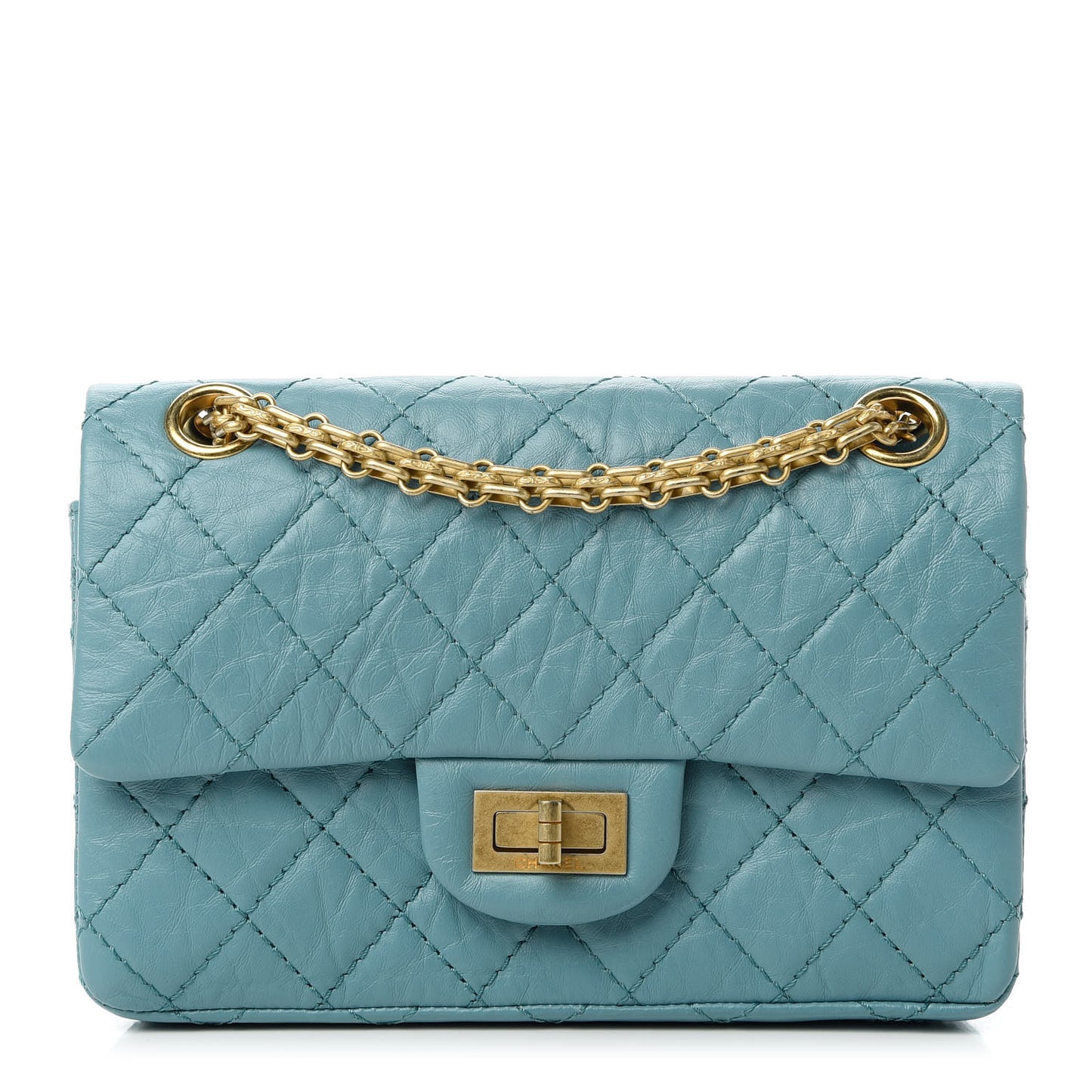 Aged Calfskin Quilted 2.55 Reissue Mini Flap Blue
