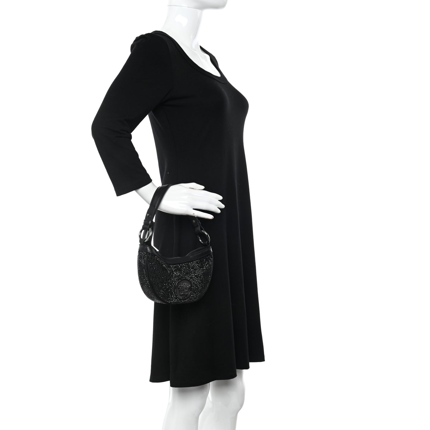 Crystal Repeat Mini Hobo Black
