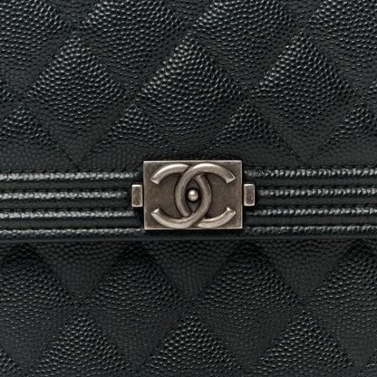 Chanel Caviar Quilted Boy Square Wallet on Chain WOC Black 9 of 12