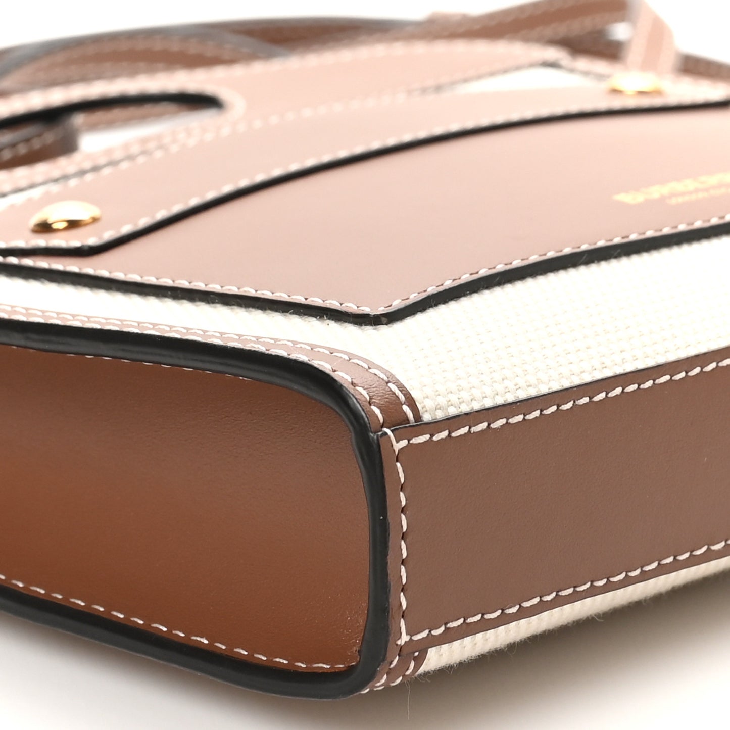 Smooth Calfskin Canvas Two Tone Micro Pocket Bag Malt Brown Tan