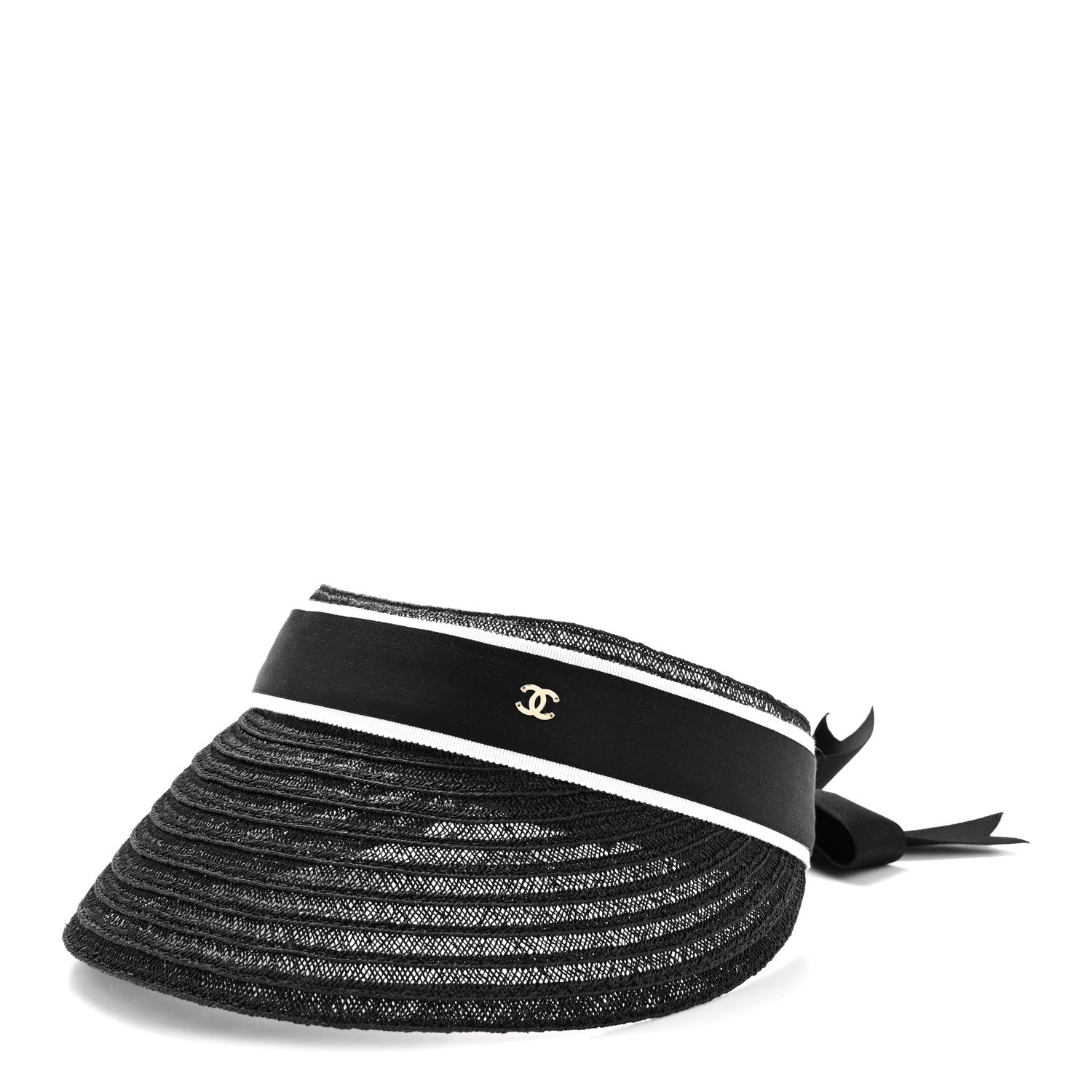 Chanel Abaca Cotton Ribbon Visor M Black 1 of 8