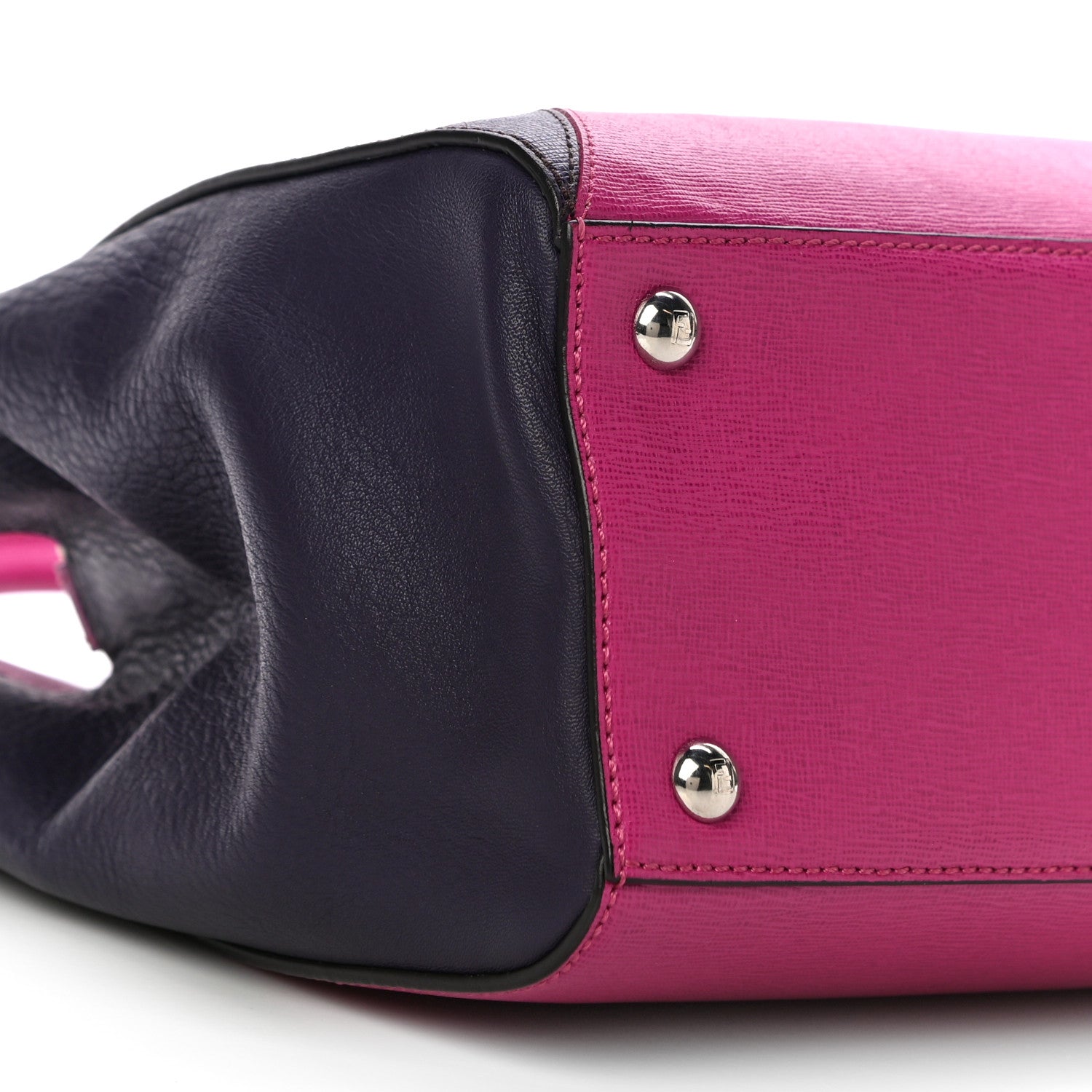 Fendi Vitello Elite Triangle Inlay Petite 2Jours Tote Magenta 9 of 12