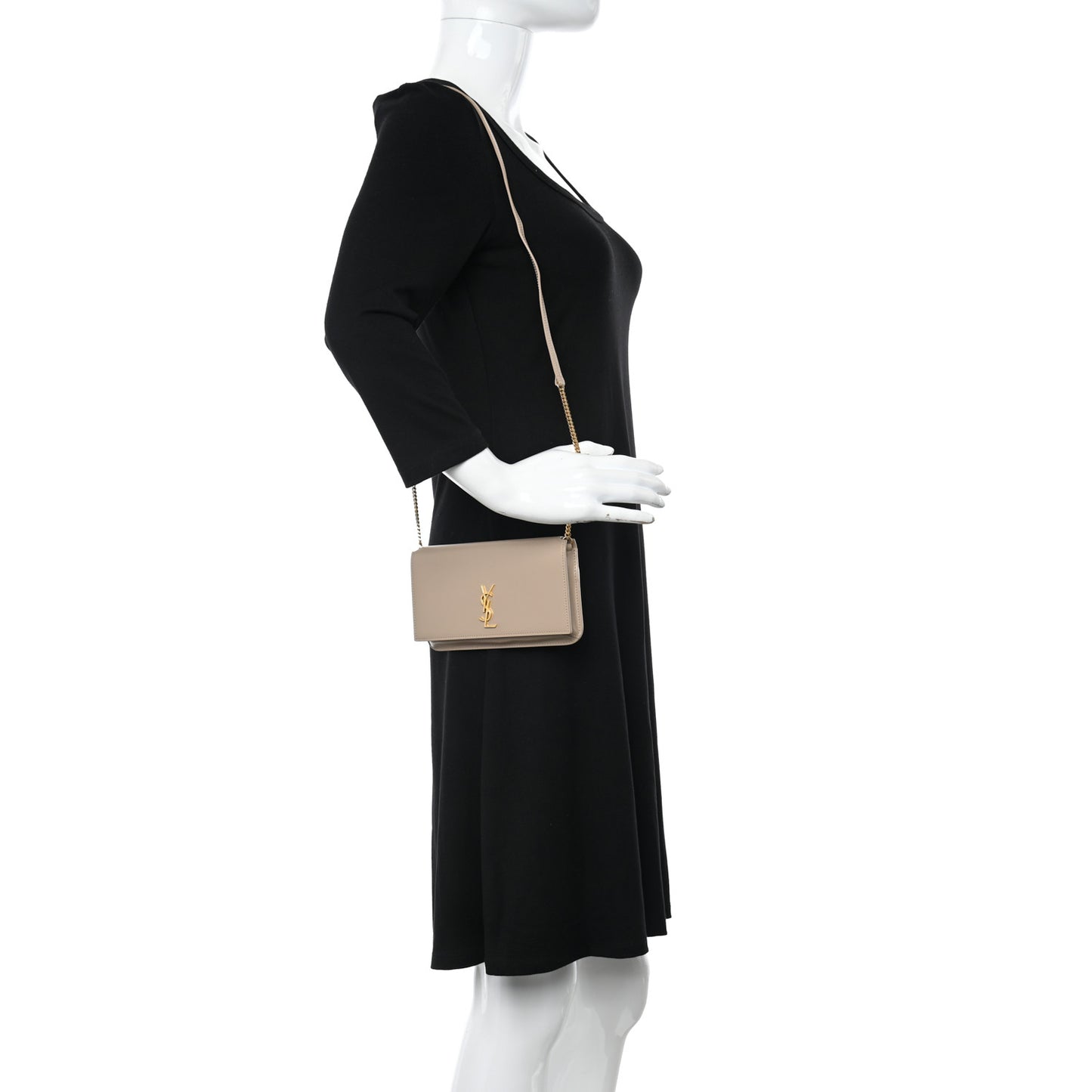 Smooth Calfskin Monogram Phone Holder Crossbody Dark Beige