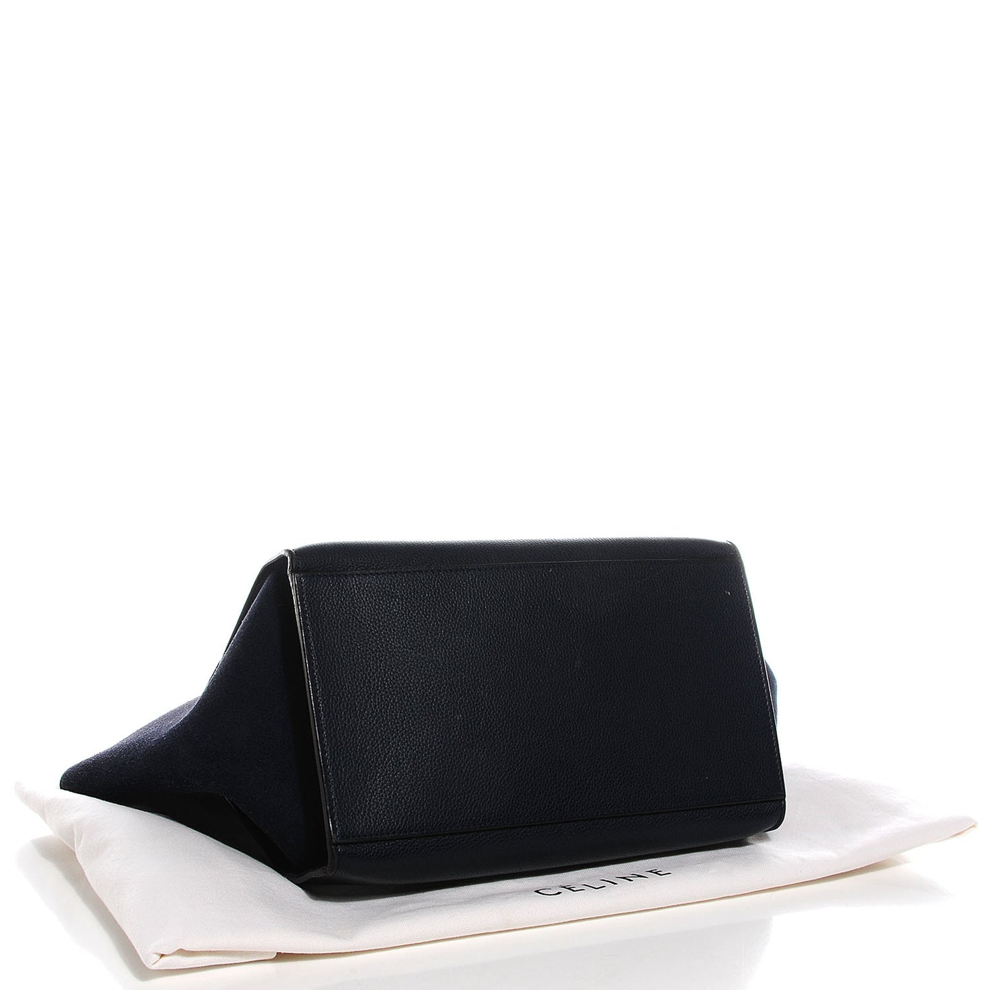 Drummed Calfskin Suede Medium Trapeze Navy Blue