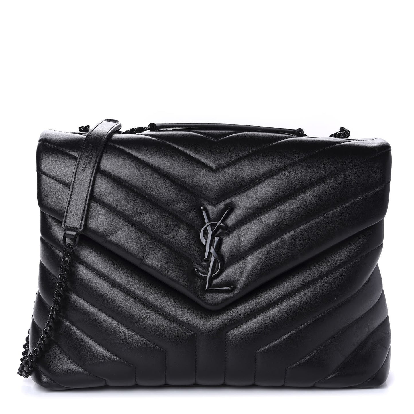 Calfskin Y Quilted Monogram Medium Loulou Chain Satchel Black
