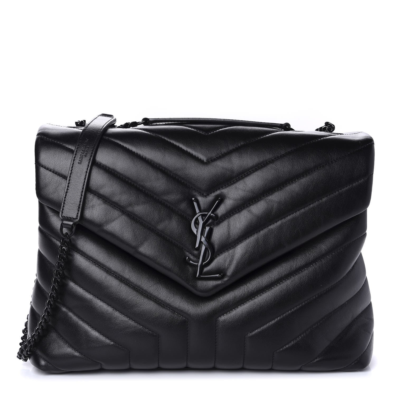 Saint Laurent Calfskin Y Quilted Monogram Medium Loulou Chain Satchel Black 1 of 11