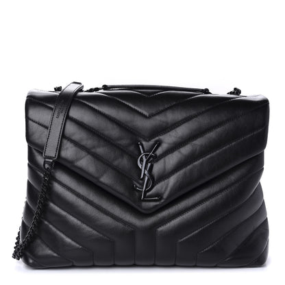 Saint Laurent Calfskin Y Quilted Monogram Medium Loulou Chain Satchel Black 1 of 11