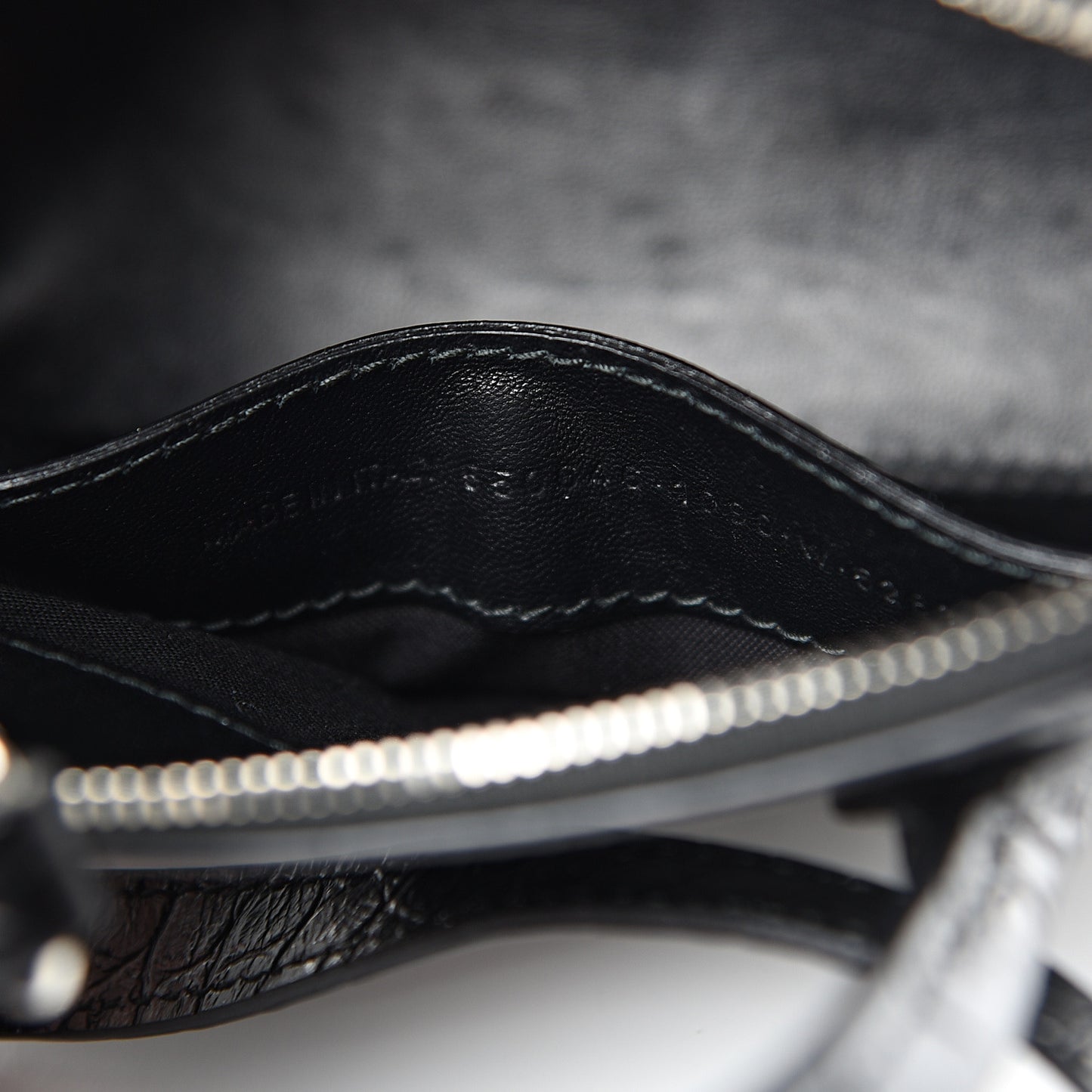 Calfskin Logo Crocodile Embossed XXS Ville Top Handle Bag Black White