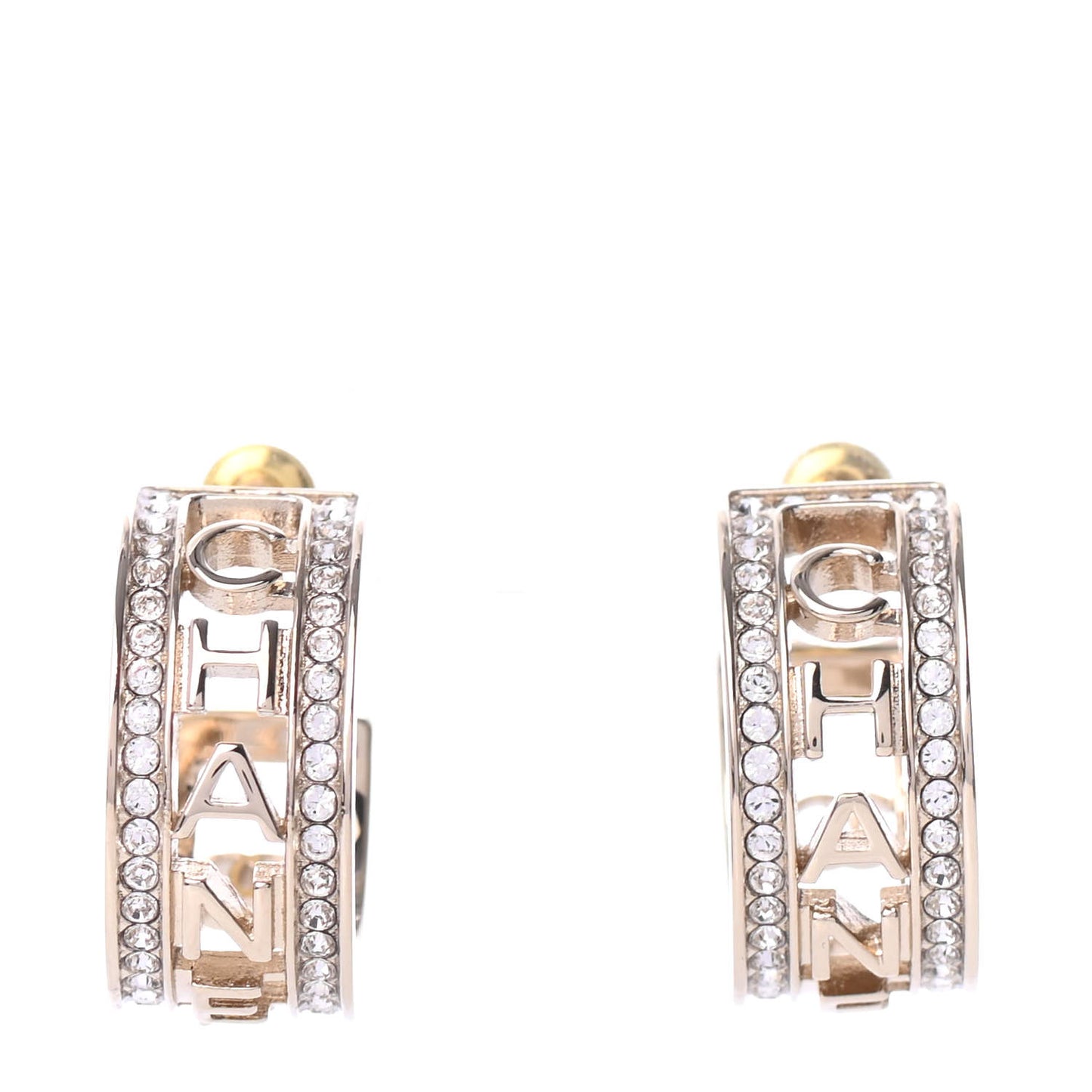 Metal Crystal Bow-tiful CC Hoop Earrings Gold