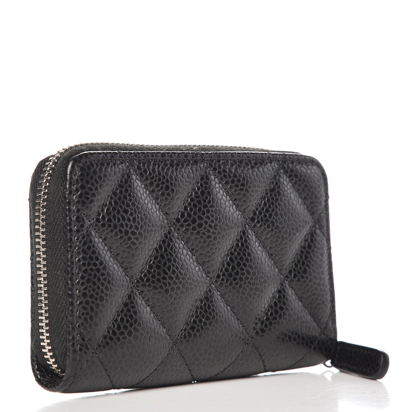 Caviar Quilted Zip Coin Purse Black