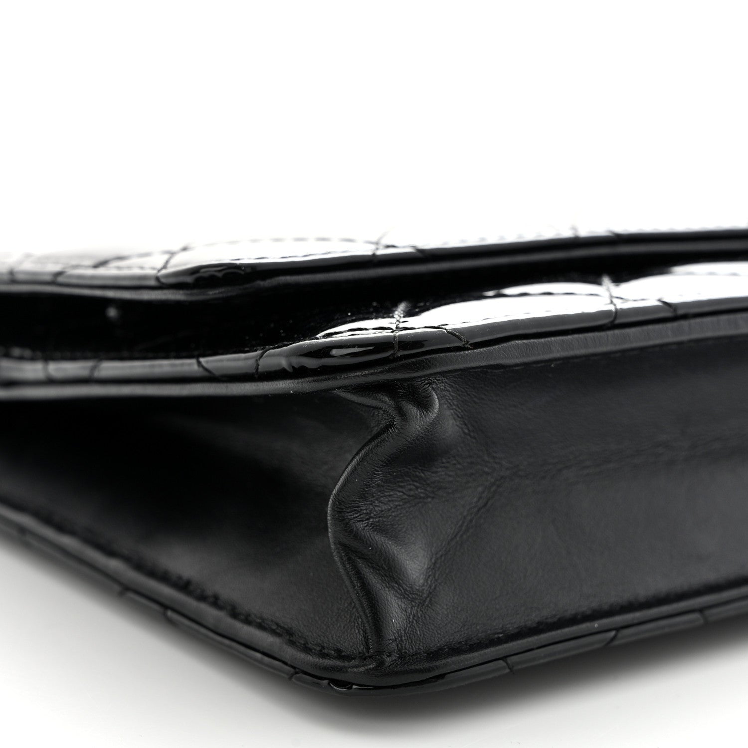 Chanel Patent Quilted Wallet On Chain WOC Black 10 of 12
