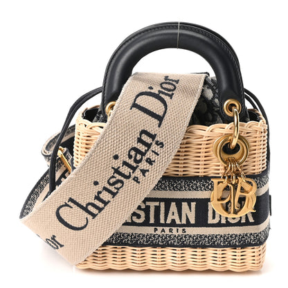 Christian Dior Wicker Oblique Mini Lady Dior Bag Blue 1 of 11