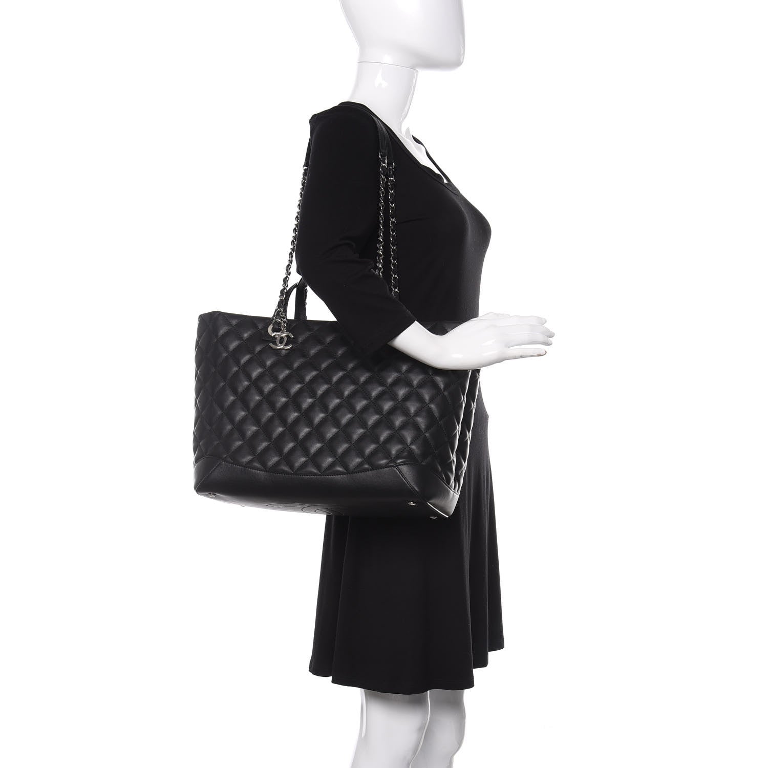 Chanel Calfskin Quilted Large Easy Shopping Tote Black 2 of 11