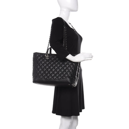 Chanel Calfskin Quilted Large Easy Shopping Tote Black 2 of 11