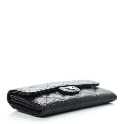 Chanel Caviar Quilted Medium Gusset Flap Wallet Black 4 of 8