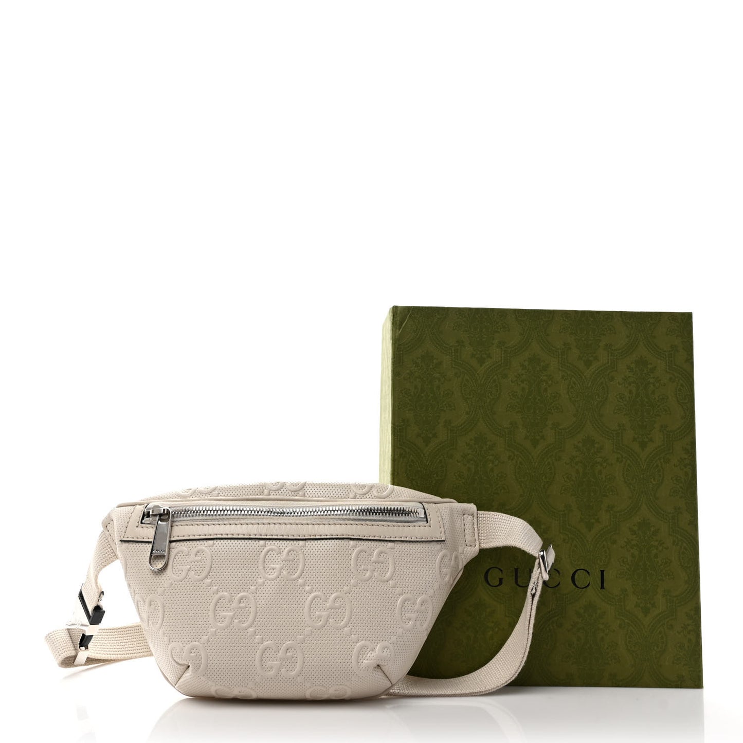 Calfskin GG Tennis Embossed Belt Bag Mystic White