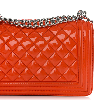 Chanel Patent Calfskin Quilted Medium Plexiglass Boy Flap Orange 11 of 16