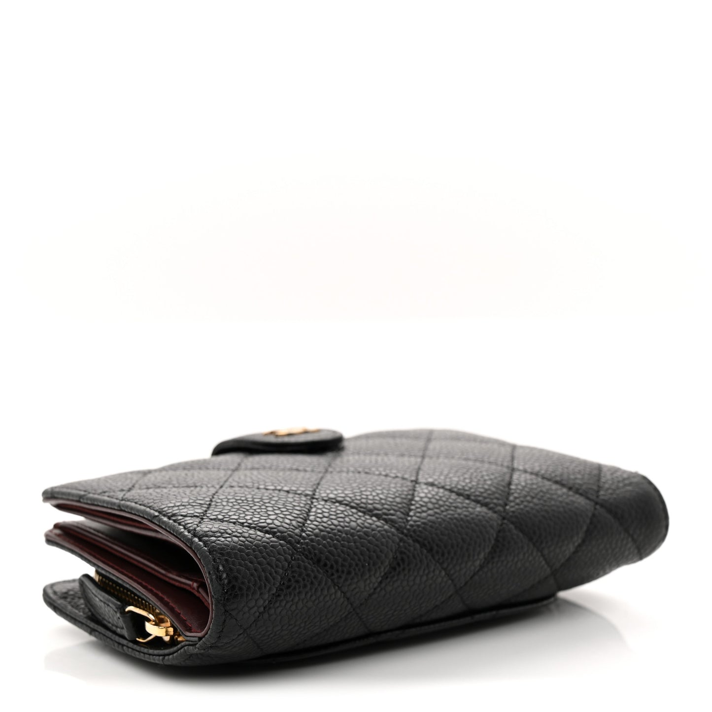 Caviar Quilted Zipped Pocket Wallet Black