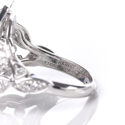 Chanel 18K White Gold Diamond Bouton de Camélia Ring 56 7.5 5 of 6