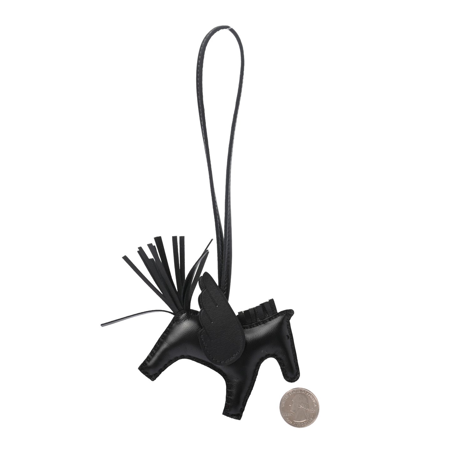 Milo Lambskin Grigri Rodeo Pegase Horse Bag Charm PM So Black