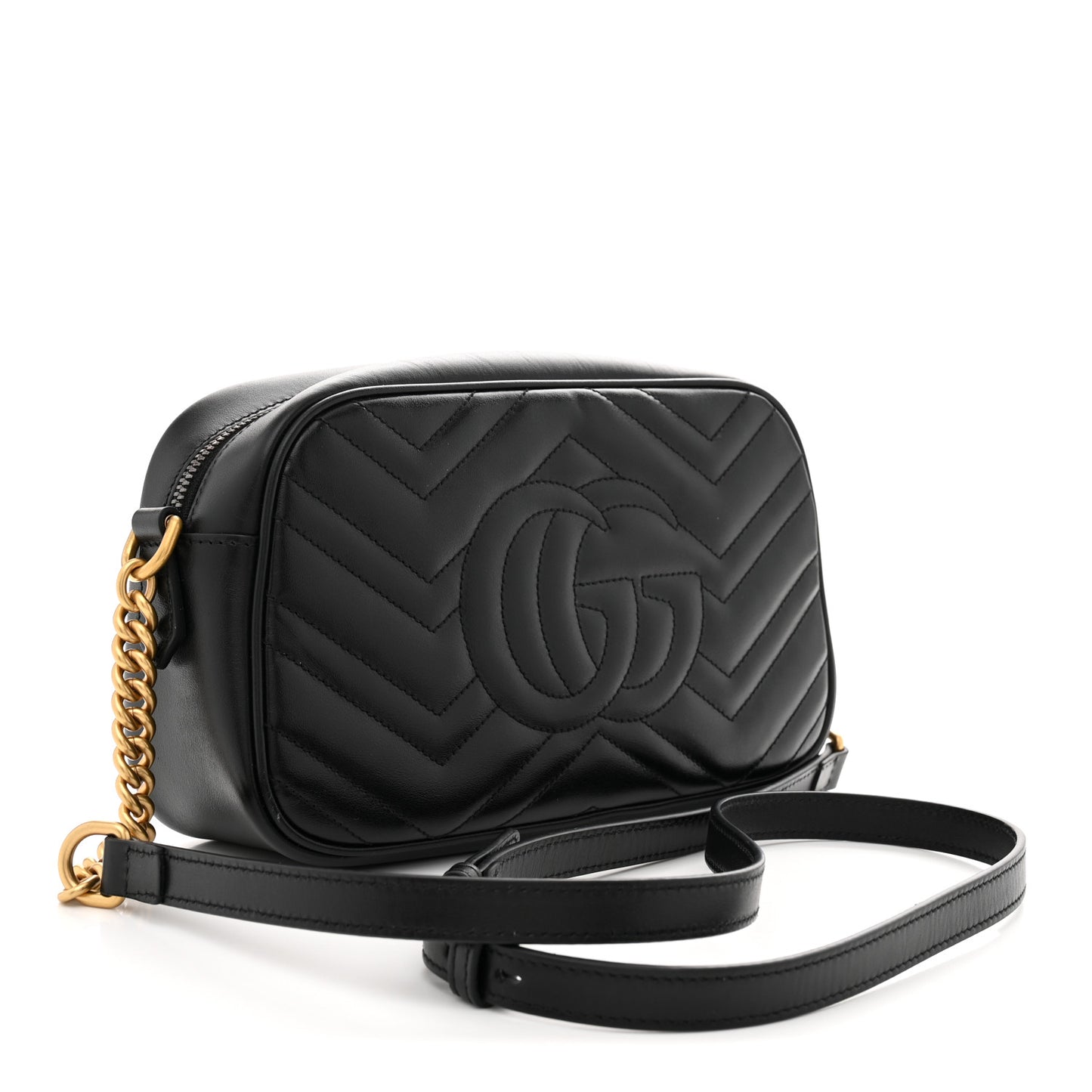 Calfskin Matelasse Small GG Marmont Camera Bag Black