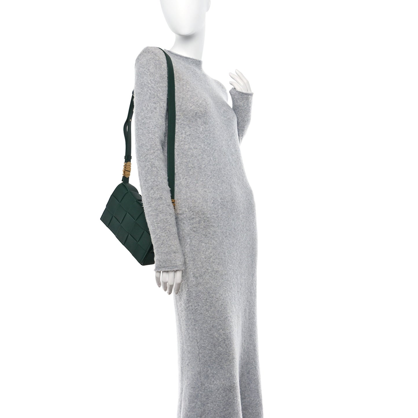 Grained Calfskin Maxi Intrecciato Cassette Crossbody Bag Raintree Green