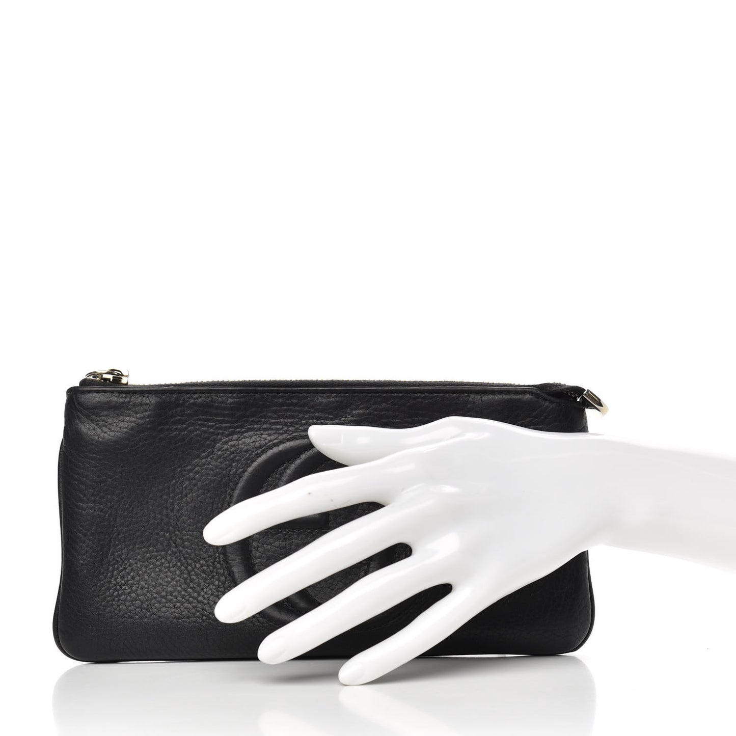 Pebbled Calfskin Soho Wristlet Black