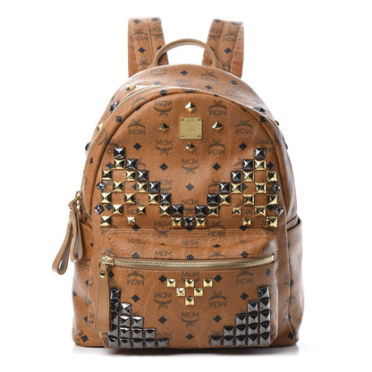 MCM Visetos Studded Medium Stark M Backpack Cognac 1 of 13