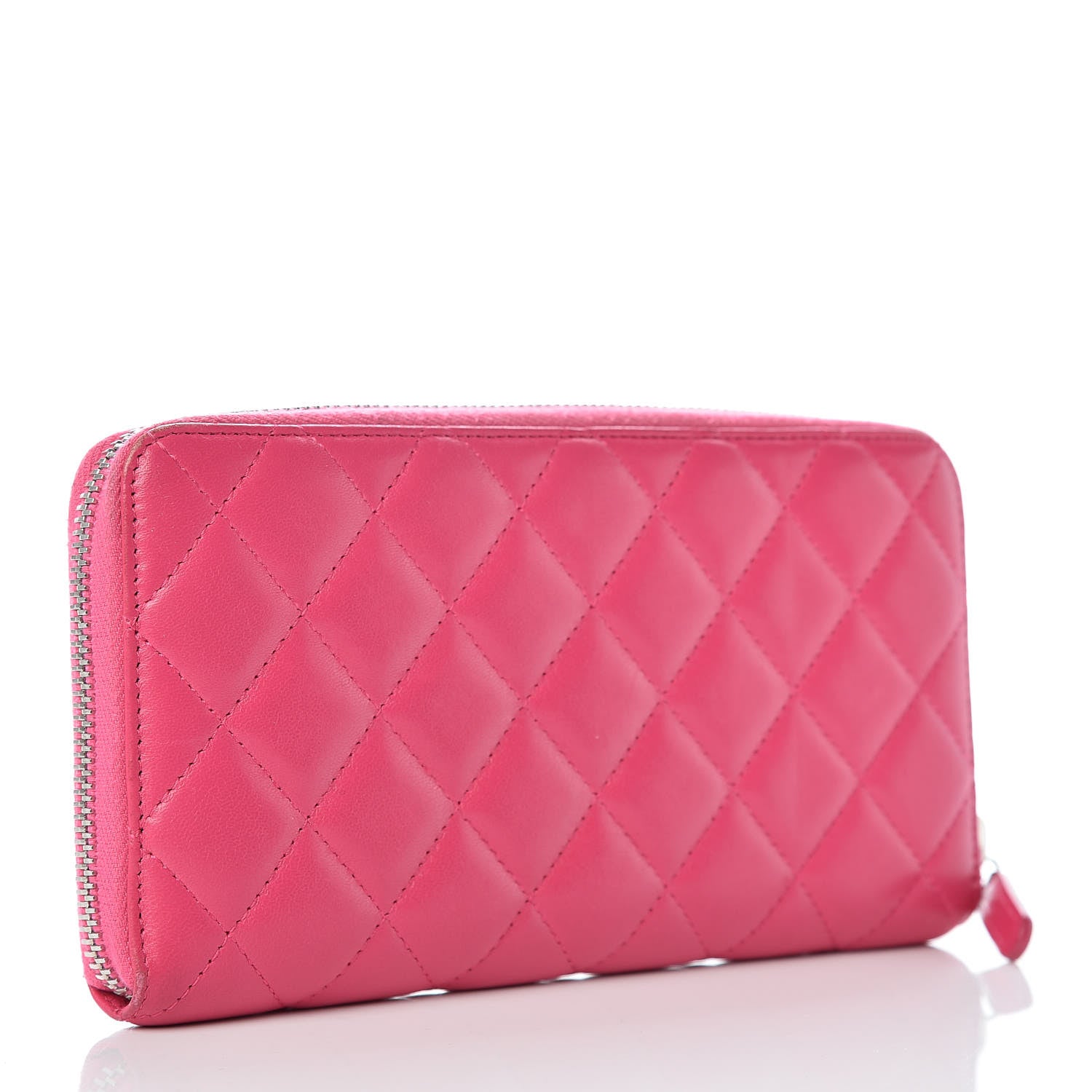 Chanel Lambskin Quilted Large Gusset Zip Around Wallet Pink 3 of 10