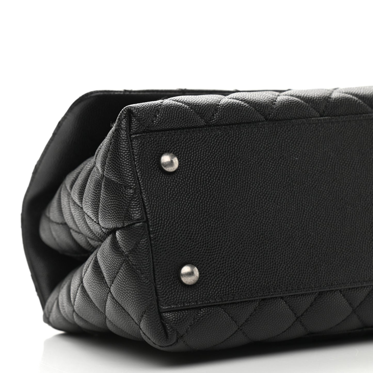 Caviar Lizard Quilted Small Coco Handle Flap Black