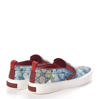 Gucci GG Supreme Monogram Blooms Womens Slip On Sneakers 35.5 Beige Blue Navy Red 4 of 8