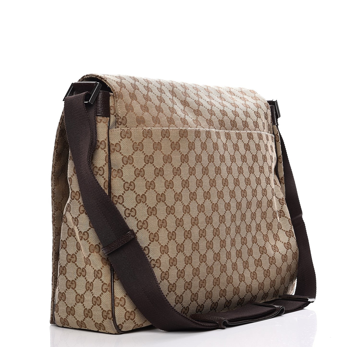 Monogram Large Flap Messenger Bag Beige Dark Brown