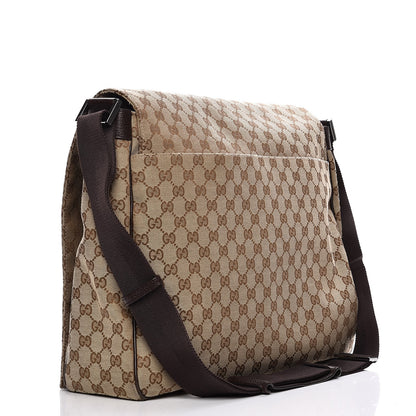 Gucci Monogram Large Flap Messenger Bag Beige Dark Brown 3 of 15