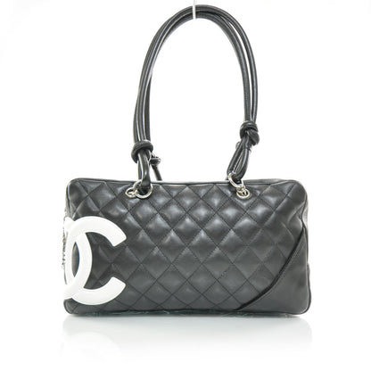 Chanel Calfskin Quilted Large Cambon Bowler White Black 1 of 10