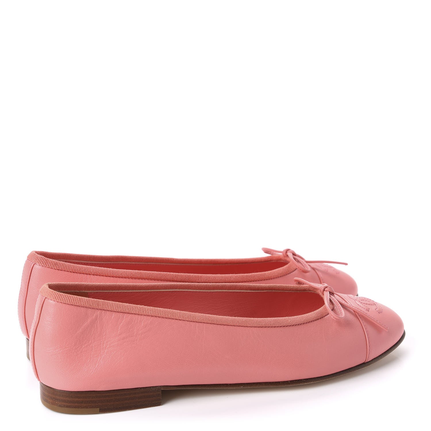 Chanel Lambskin Cap Toe CC Ballerina Flats 37.5 Pink 4 of 11