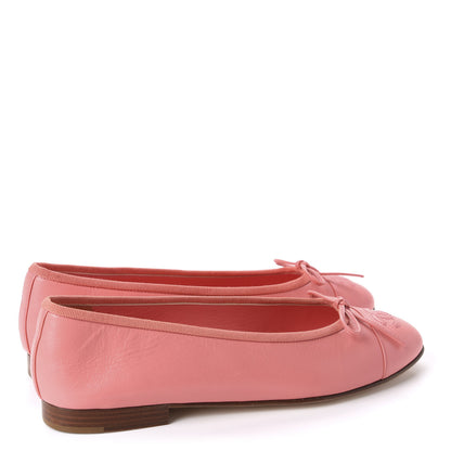 Chanel Lambskin Cap Toe CC Ballerina Flats 37.5 Pink 4 of 11