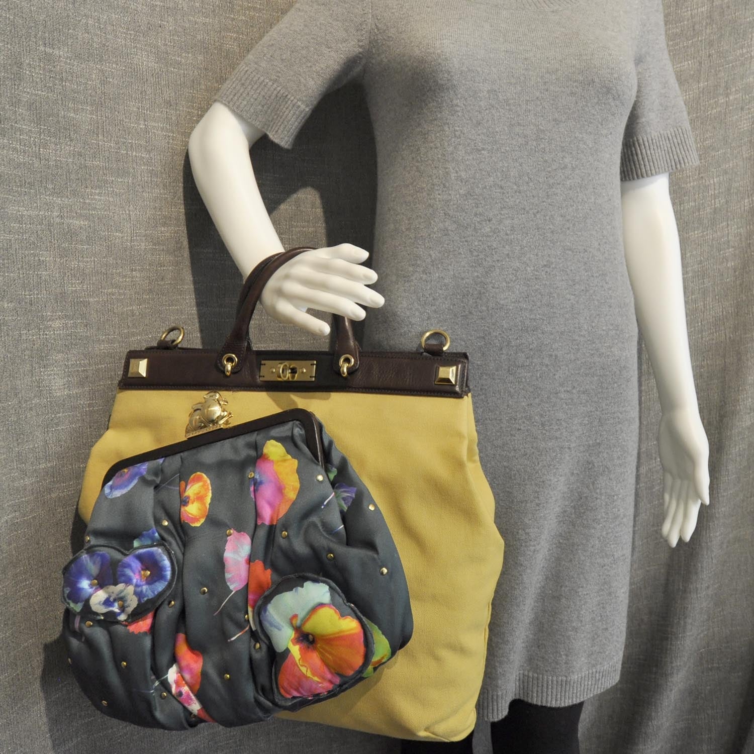 Marc Jacobs Canvas Satin Serafima Frog Bag on Bag Yellow 3 of 10