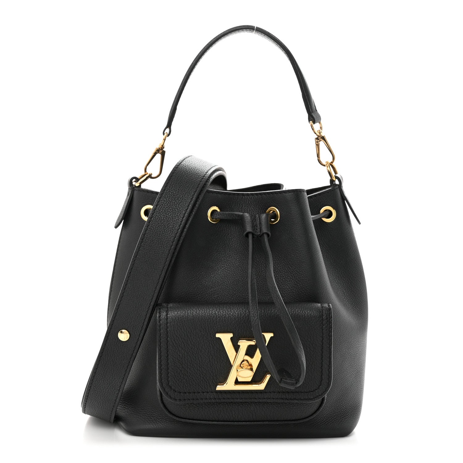 Louis Vuitton Calfskin Lockme Bucket MM Black 1 of 11