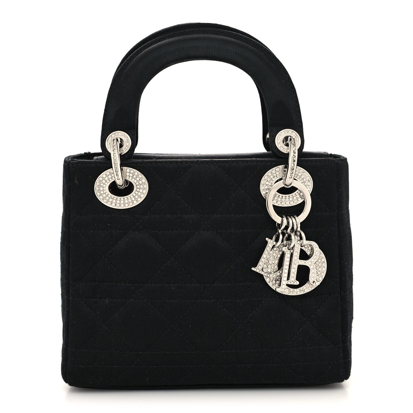 Satin Swarovski Crystal Cannage Mini Lady Dior Black