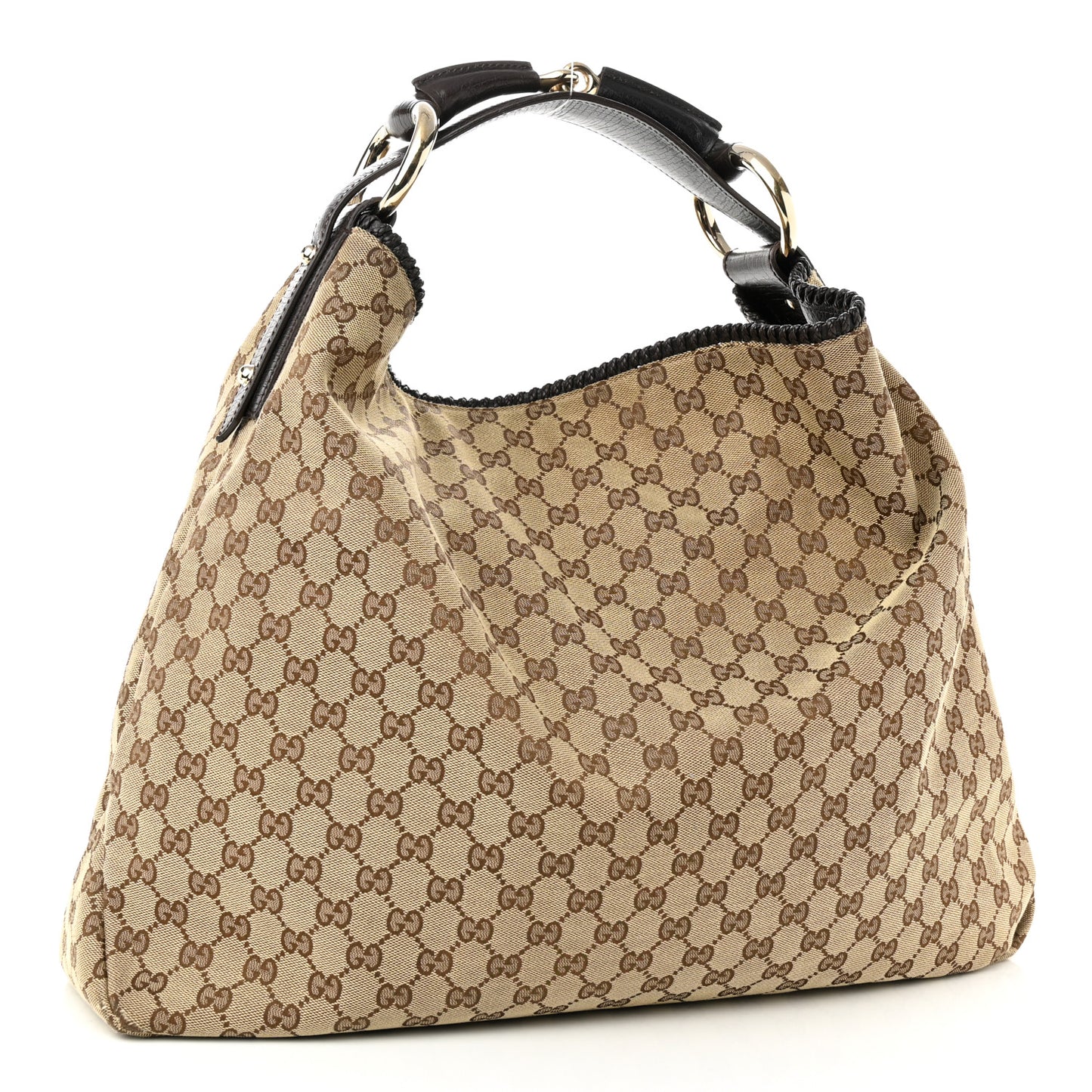 Monogram Large Horsebit Chain Hobo Dark Brown
