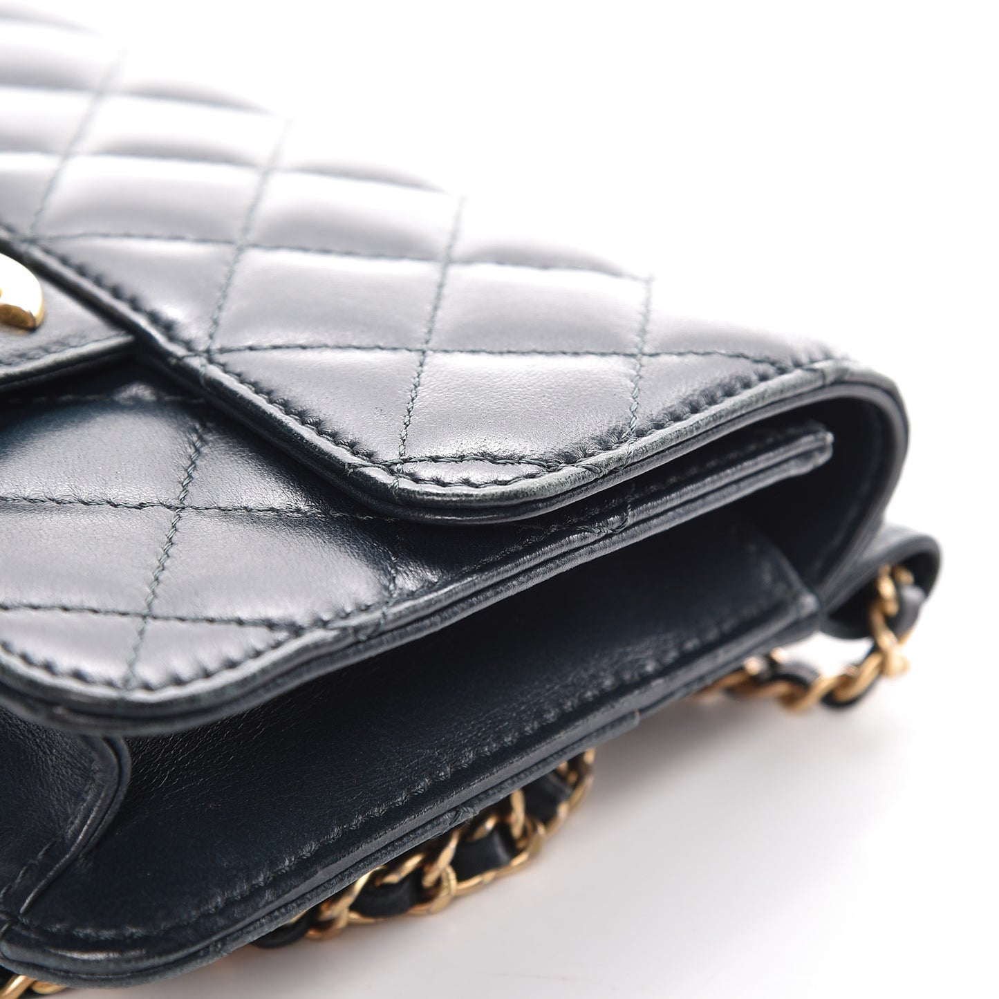 Lambskin Quilted Mini Crossing Times Flap Green