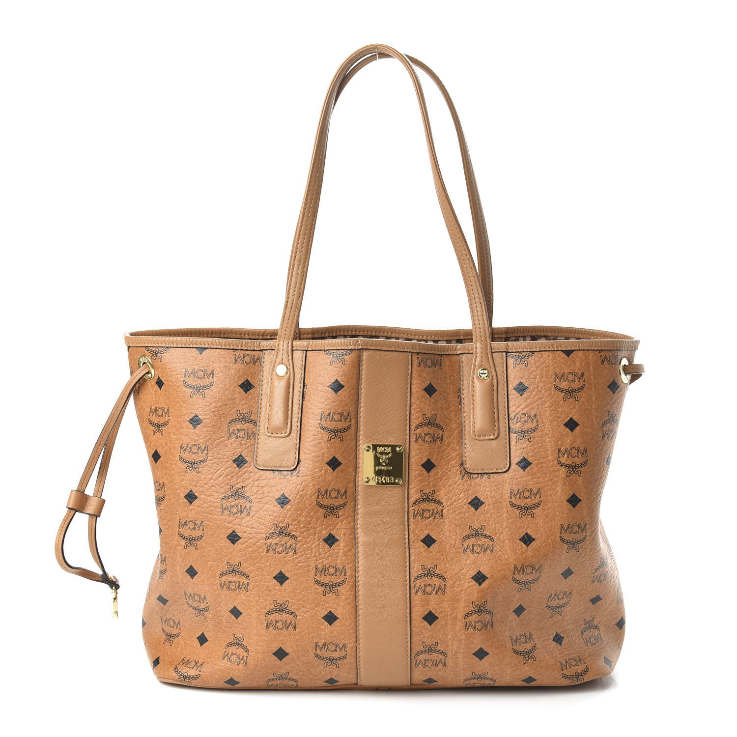 MCM Visetos Medium Liz Reversible Shopper Tote Cognac 1 of 15