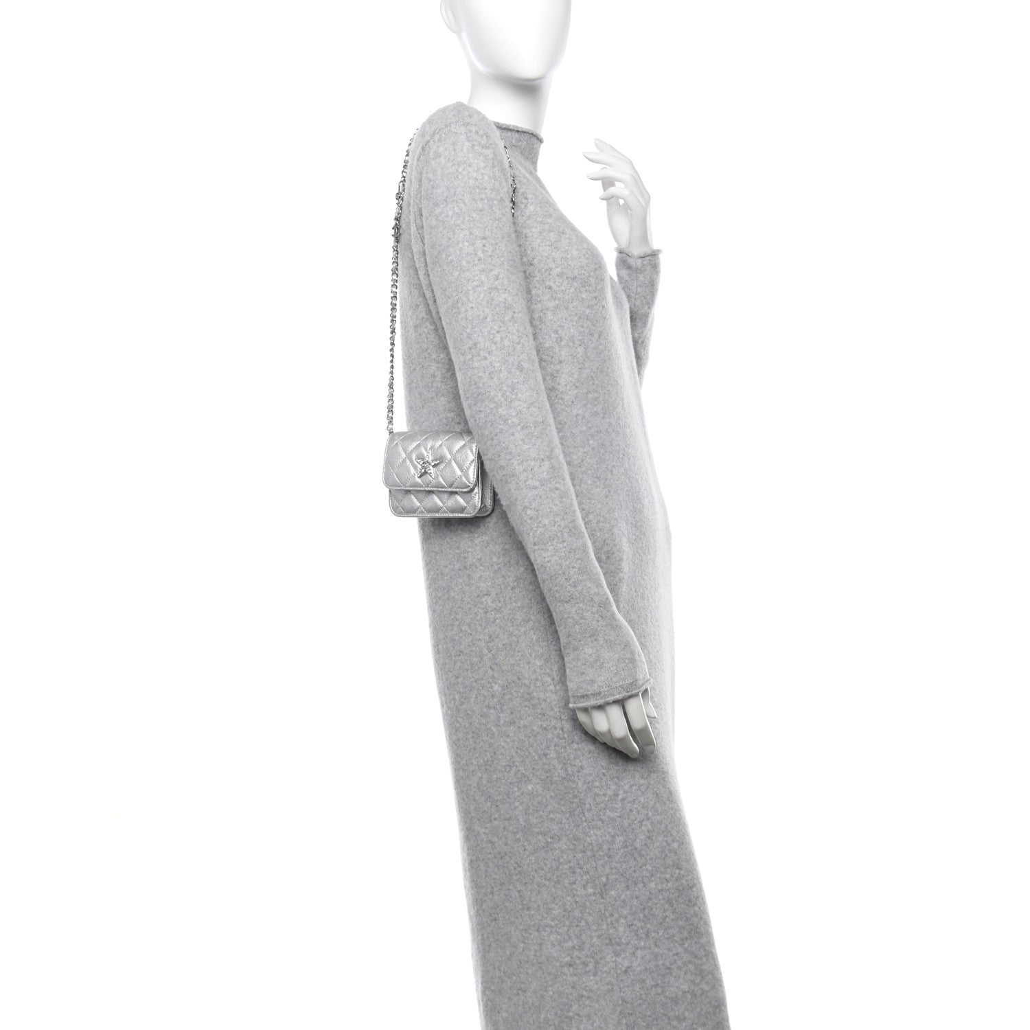 Chanel Metallic Goatskin Quilted Star Flap Waist Belt Bag Silver 3 of 10