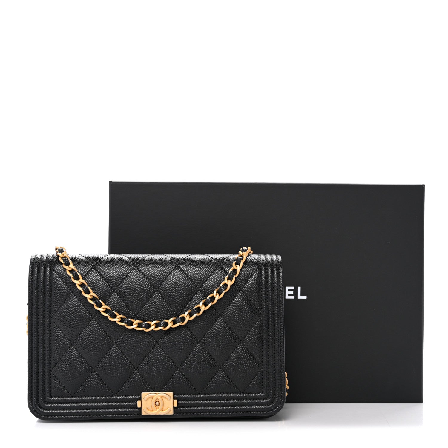 Chanel Caviar Quilted Boy Wallet On Chain WOC Black 13 of 13