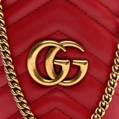 Gucci Calfskin Matelasse Mini GG Marmont 2.0 Bucket Bag Hibiscus Red 7 of 10
