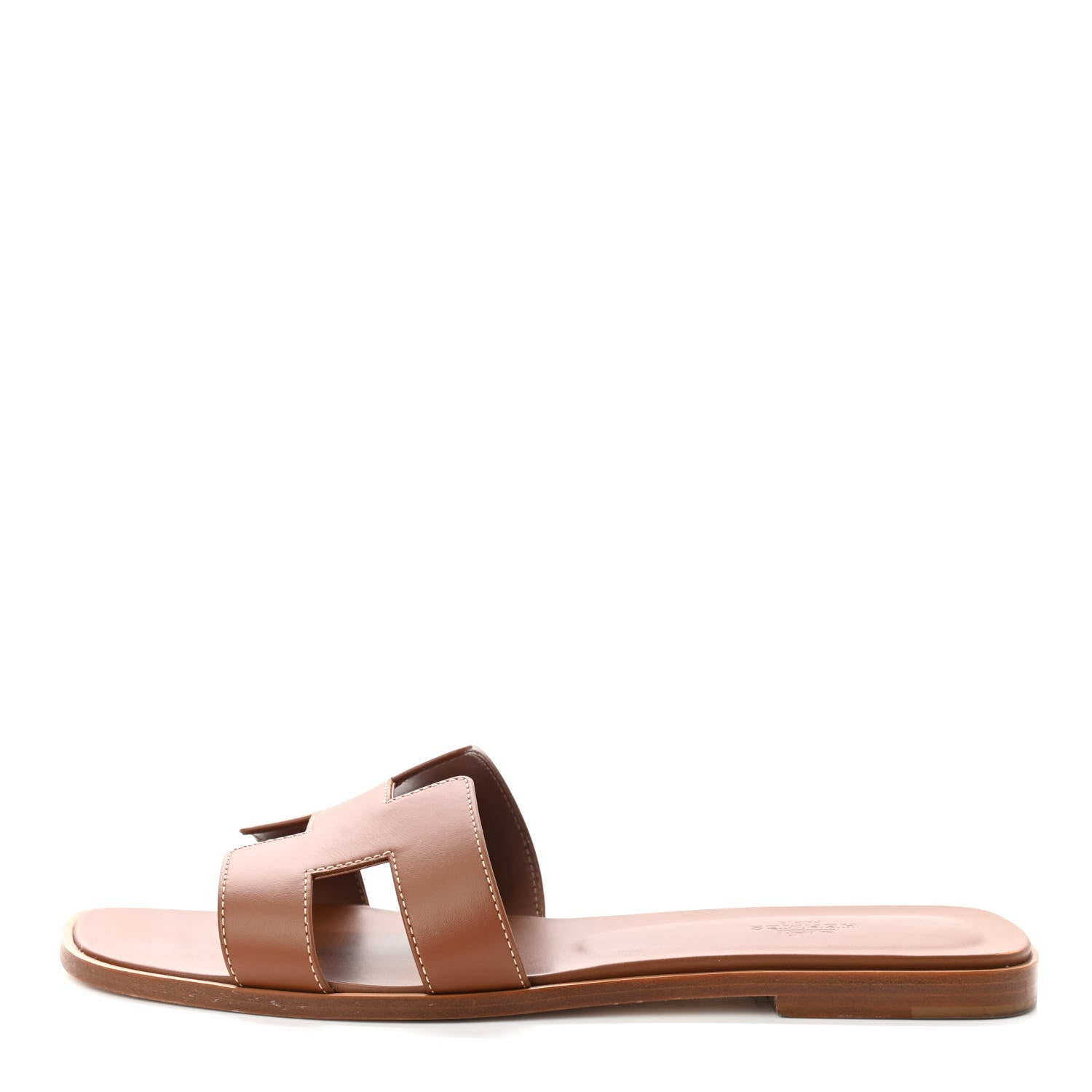 Hermes Box Calfskin Oran Sandals 40.5 Gold 1 of 11