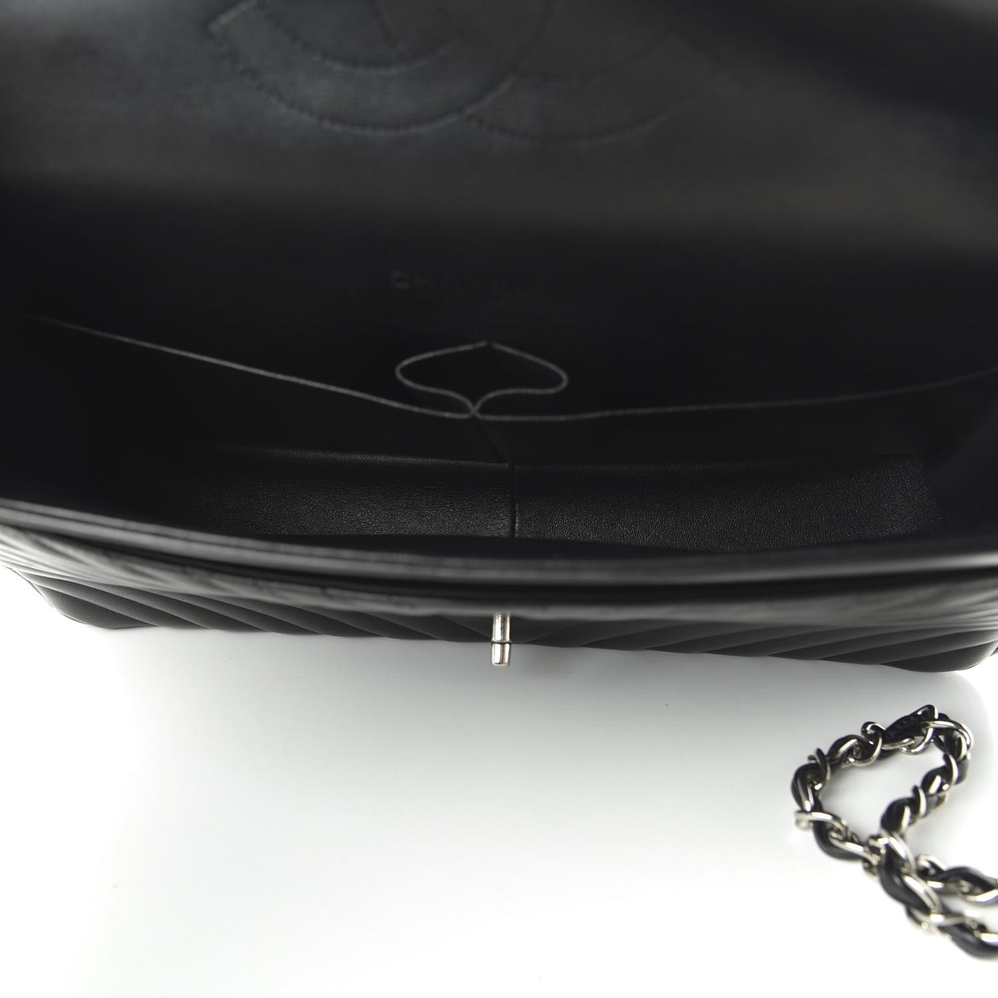 Lambskin Chevron Quilted Maxi Double Flap Black