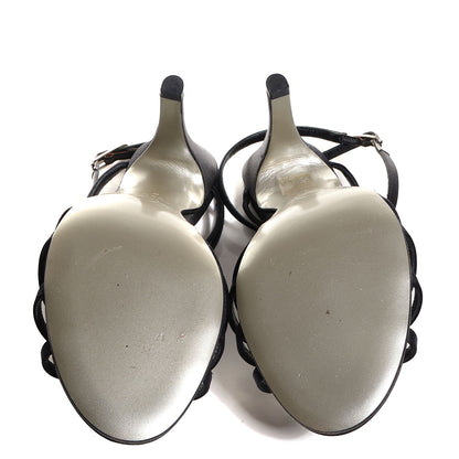 Chanel Suede Crystal Sandals 38.5 Black 4 of 5